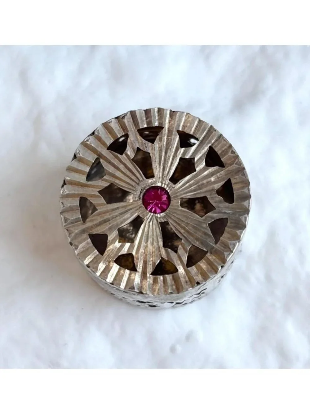 Dehli, India Made Silver Toned Filigree Vintage Trinket Box | Jewelry Box